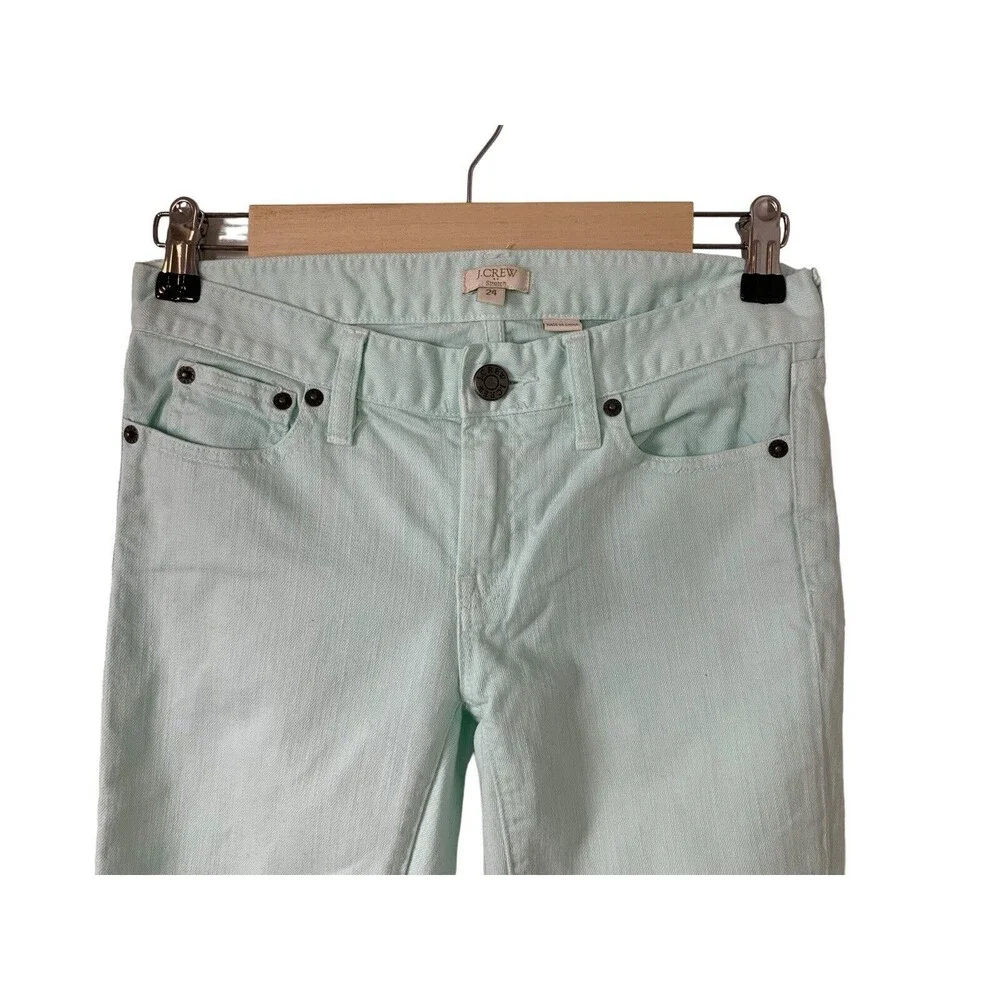 J. Crew Skinny Jeans Women's Size 24 Mint Green Light Denim Ankle Length A2484